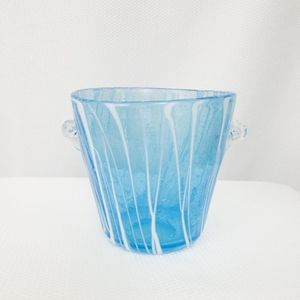 Vtg Venini for Disaronno Murano Caribbean Blue Art Glass Ice Bucket Wine Cooler